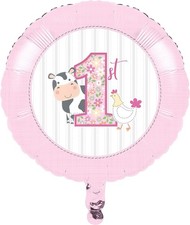 Farmhouse Barnyard Animal 1st Birthday Party Decoration 18" Mylar Balloon GIRL