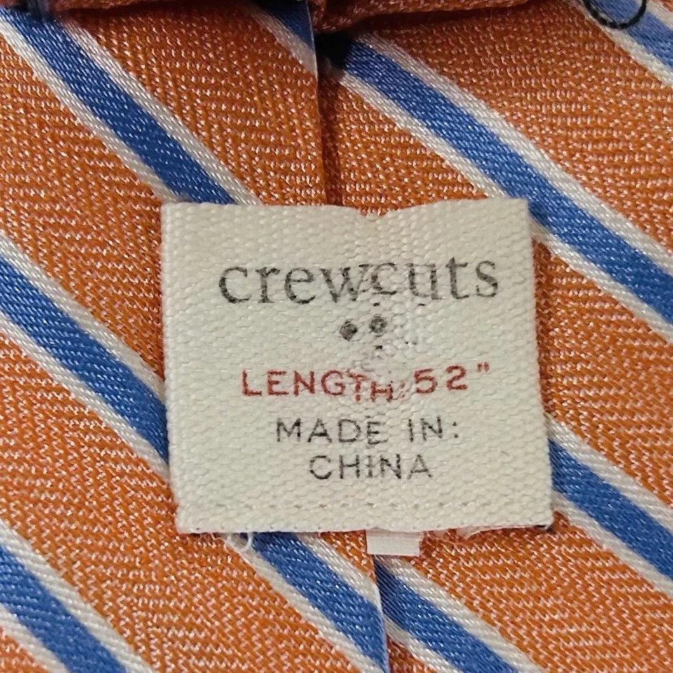 J Crew Crewcuts 100% 真丝领带橙色蓝色条纹紧身 2 1/2 x 52 — 第 3/3 张图片