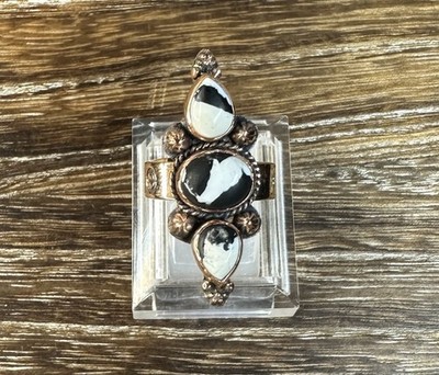 Southwest Copper White Buffalo Turquoise MultiStone Statement Ring 6.25 Adj