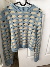 Zara sheep jumper sweater size M light blue