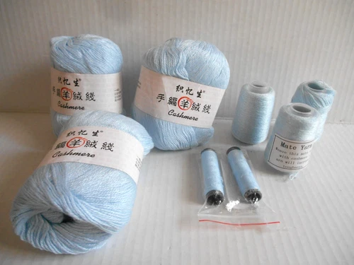 Zhiyi Sheng Hand-Woven Cashmere Yarn Kit  Knitting or Crochet Light Blue - product listing photo