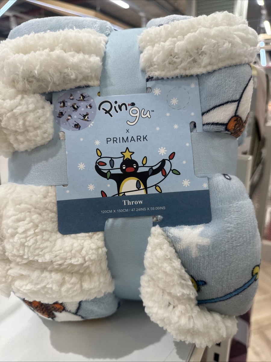 Primark Pingu Christmas Fleece Large Throw Blanket Bed Or Sofa New with Tags