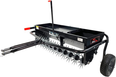 Brinly Tow behind Combination Aerator Spreader with Weight Tray, 40-Inch, Flat B