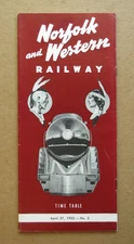 N&W NORFOLK & WESTERN Public Timetable: 4/27/52 System