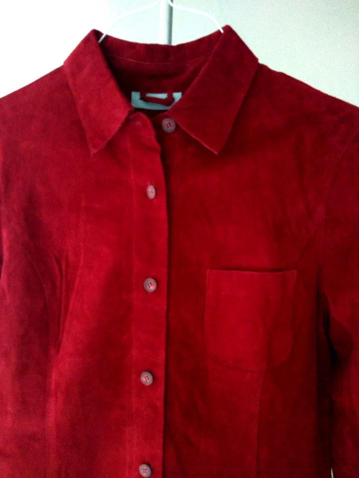 Marsh Landing Women's Red 100% Suede Leather Shirt size M - Image 3 of 4