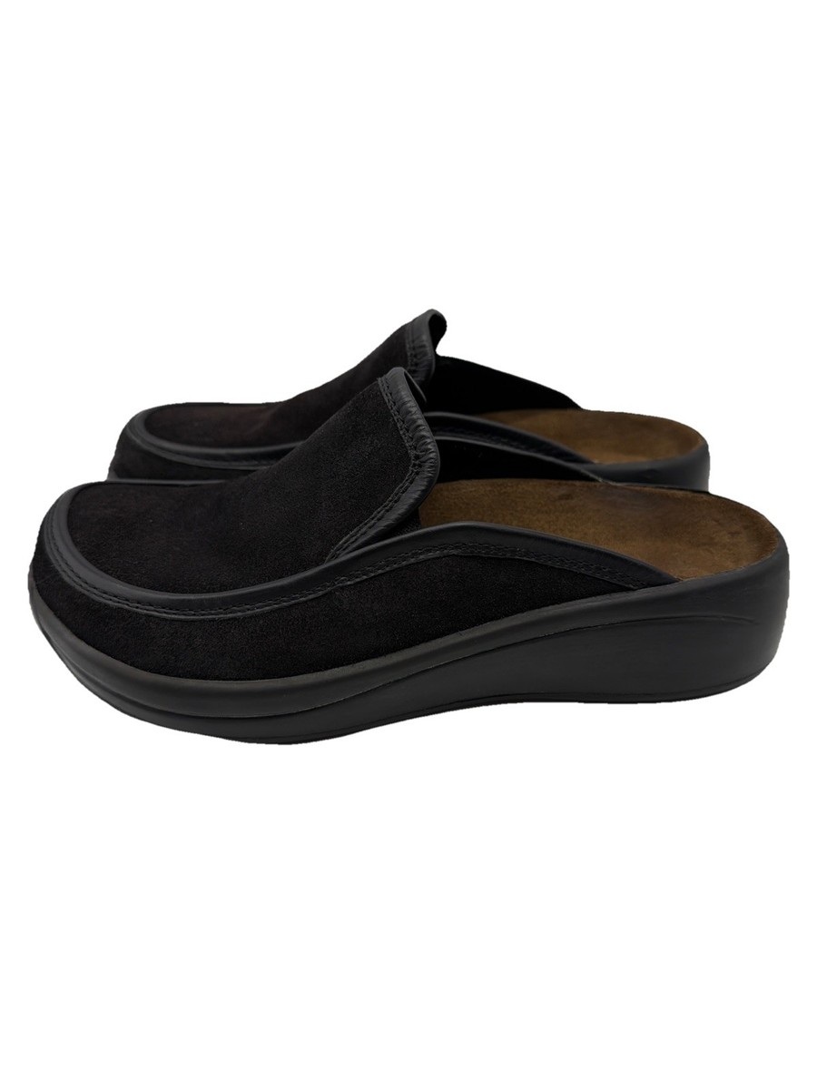 Vintage Birkenstock Tatami Black Suede 245 Slip On Clogs Women's