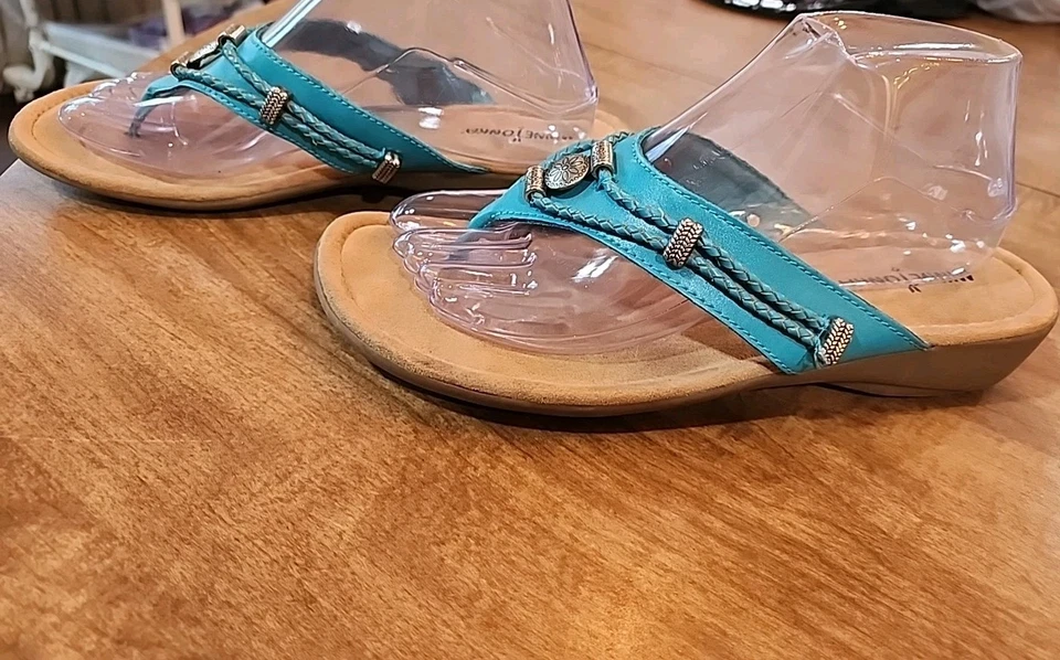 Minnetonka verde azulado astillado cuero real abatible talla 9 Foto 2 de 4