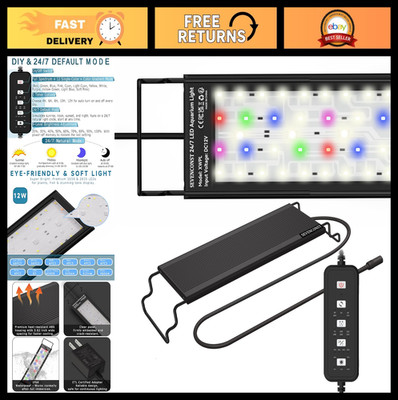 24/7 LED Aquarium Light for 12-18'' Fish & Plant Tank, Full Spectrum IP68, Sunris