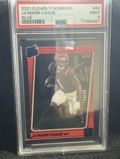 2021 Clearly Ja'marr Chase Rated Rookie Blue Foil /99 Donruss (RC) PSA 9 Bengals