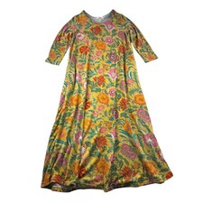 Natural Life Lottie Floral Sweater Knit Maxi Dress L Botanical Print Yellow Boho