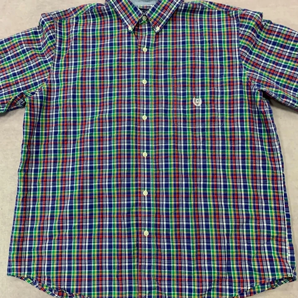 Camisa Chaps Vintage Cuadros Estampado Manga Corta con Bolsillo en el Pecho Hombre s XL Foto 2 de 4