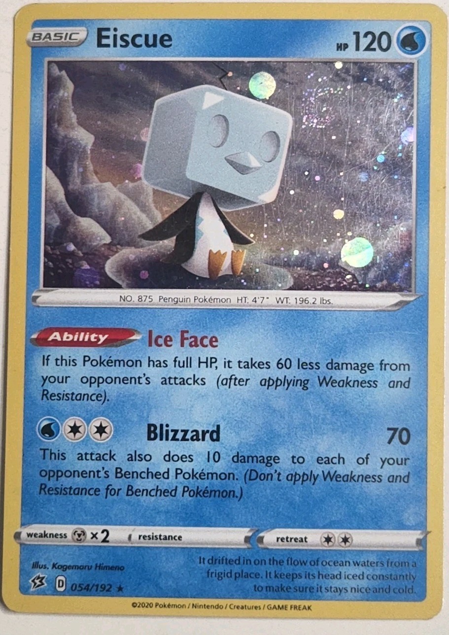 Official 2020 Pokémon Eiscue (Cosmos Holo) 054/192 Rebel Clash Holo Trading Card