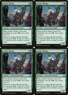 4x MTG 2017 AETHER HERDER - ELF DRUID CREATURE - MAGIC CARD x4 copies