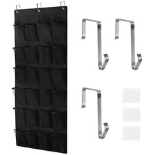 24 Large Pockets Upgraded Over the Door Shoe Organizer, Enhanced Hanging Solu...