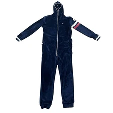 Onepiece Norwegian Velour After Ski Team Velour Jumpsuit Mens M Navy Gaper Retro