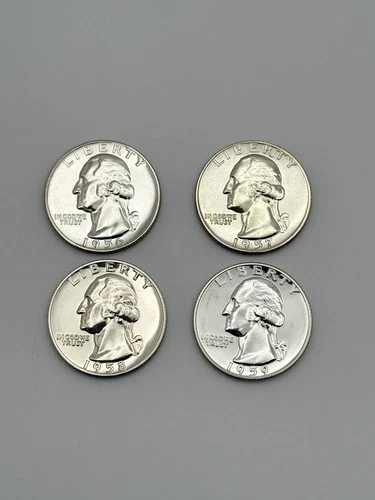 1956 1957 1958 1959 Washington Quarter Proof Silver 90% 4 Coin Lot #1134