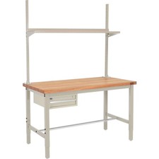 96"W x 30"D Workbench 1-5/8" Thick Maple Top Square Edge w/ Drawer Upright