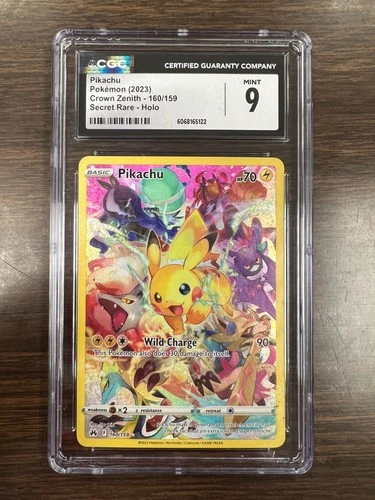 PIKACHU ~ 2023 Pokemon CGC 9 Card #160/159 Crown Zenith Secret Rare Holo