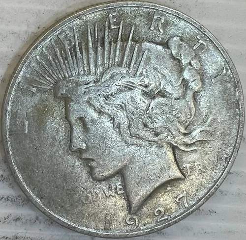 1927D Silver Peace Dollar Uncertified Very Fine Plus Circulated Condition