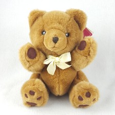 Russ Brown Bear 8" Plush w/ Bow Brown Eyes Nose Paw Pads Stuffed Animal Toy TAG