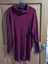 women's Express dress maroon cotton ribbed size XS TP midi long sleeve cowl neck