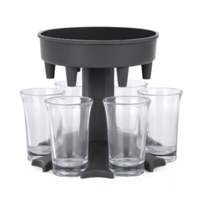 6 Shot Glass Dispenser w/ 6 Acrylic Cups,Cocktail Party Carrier Caddy Dispenser