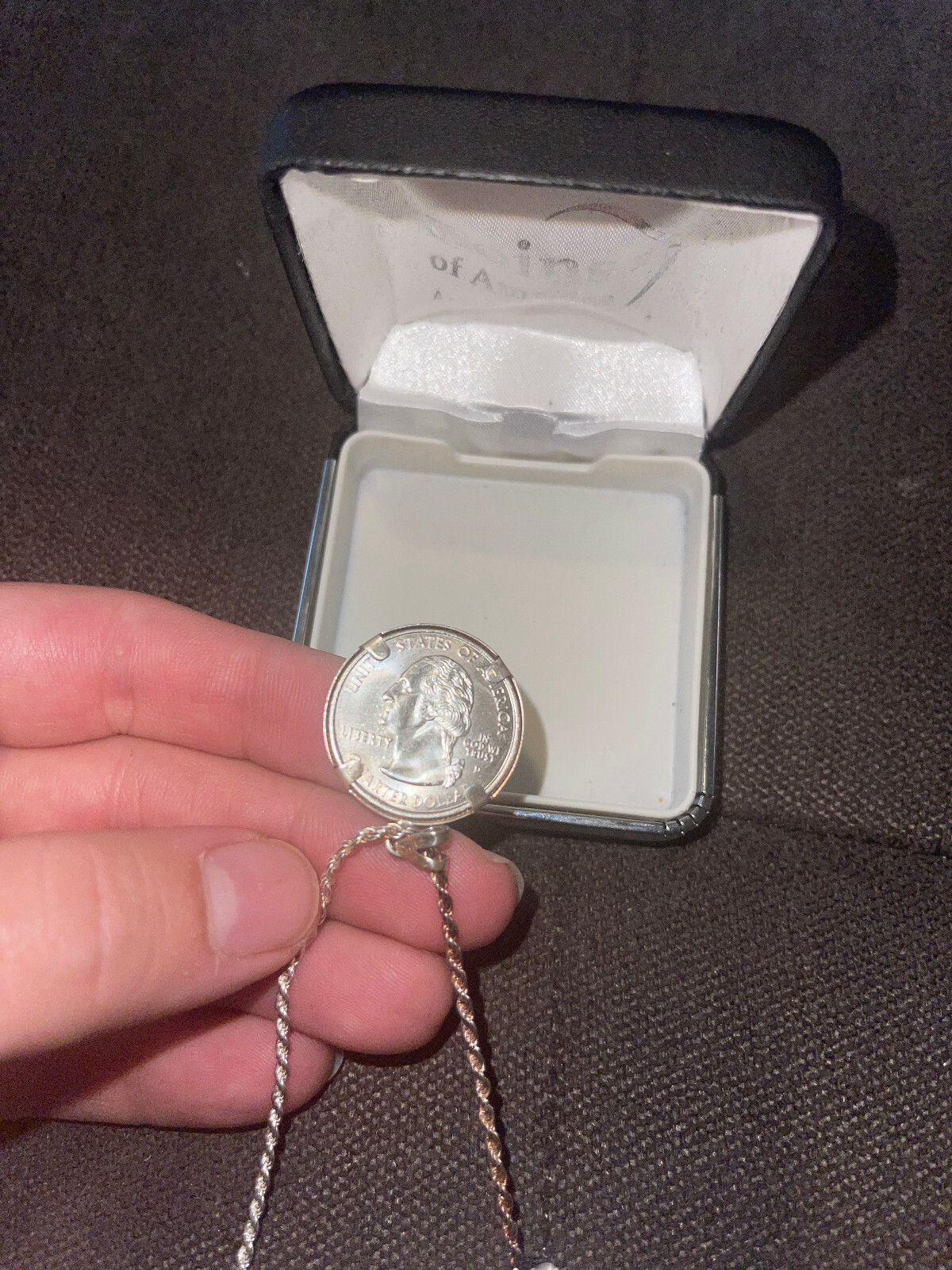 COINS OF AMERICA 2007 QUARTER on a 20" Italian .925 Silver Rope Chain