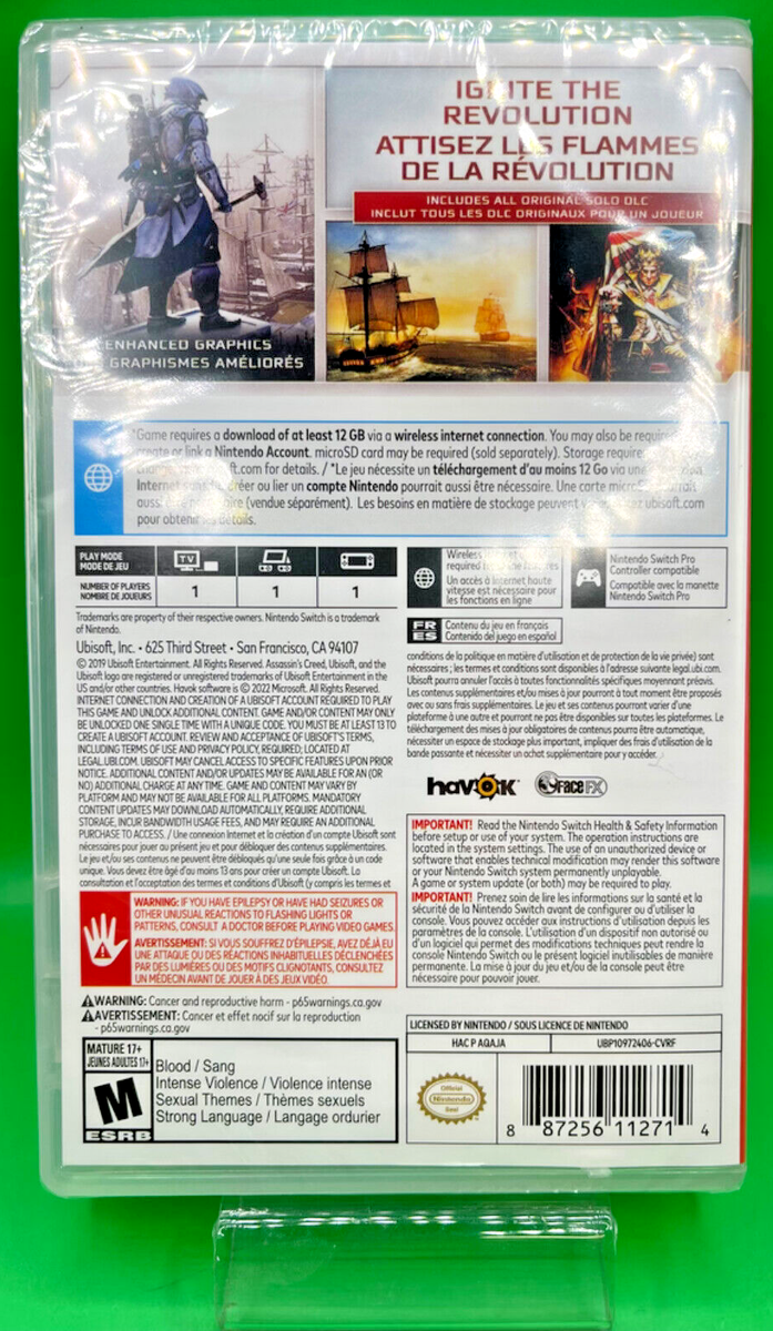 Assassin's Creed III: Remastered code-in-box - Nintendo Switch for