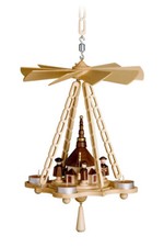 Teelicht Hänge-Pyramide Seiffener Kirche klein Deckenpyramide Erzgebirge Neu