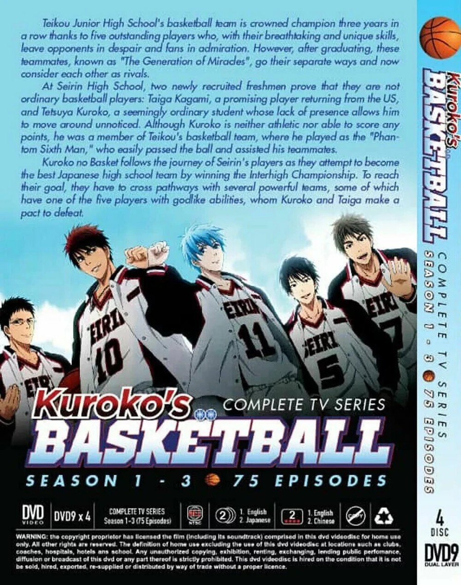 DVD Anime Kuroko's Basketball Season 1-3 Complete (Vol. 1 - 75 End
