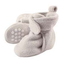 Luvable Friends Toddler Fleece Booties, Light Gray