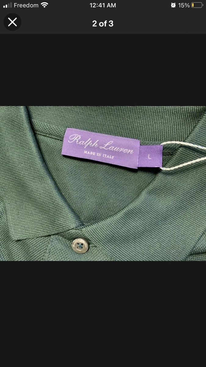 Ralph Lauren Purple Label Polo Shirt Green Made In Italy