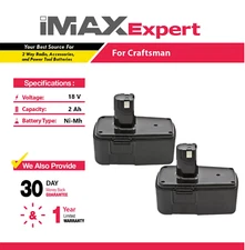 2x 18V 2Ah NiMh Battery for Craftsman 11098, 11103, 223310, 9-11103, 9111098