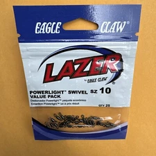 25 pcs Eagle Claw Laser Powerlight Swivel  size 10 barrel connector