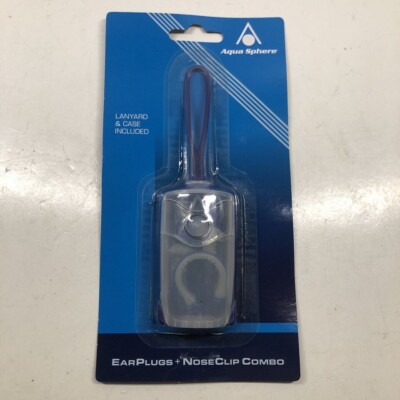 Aqua Sphere Silicone Ear Plugs w/ Lanyard, Nose Clip and Carrying Case Navy Gray