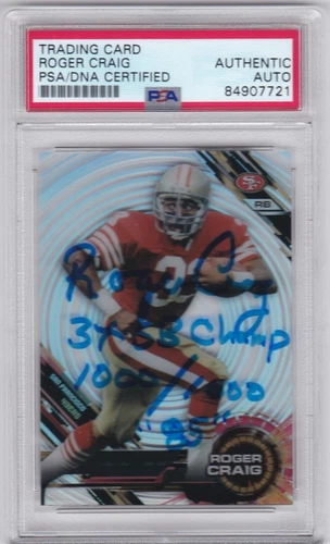 ROGER CRAIG PSA DNA AUTOGRAPHED AUTO SIGNED SAN FRANCISCO 49ERS TOPPS TEK INSCR.