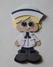 Navy Gal Blonde Hair. Scrapbook, Card Making Paper Piecing