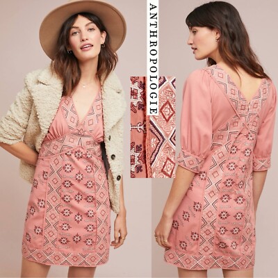 Anthropologie Love Sam Embroidered Monterey Tunic Dress 