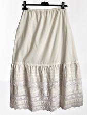 vintage petticoat eyelet embroidery waistband with elastic size 38 40 beige natural long