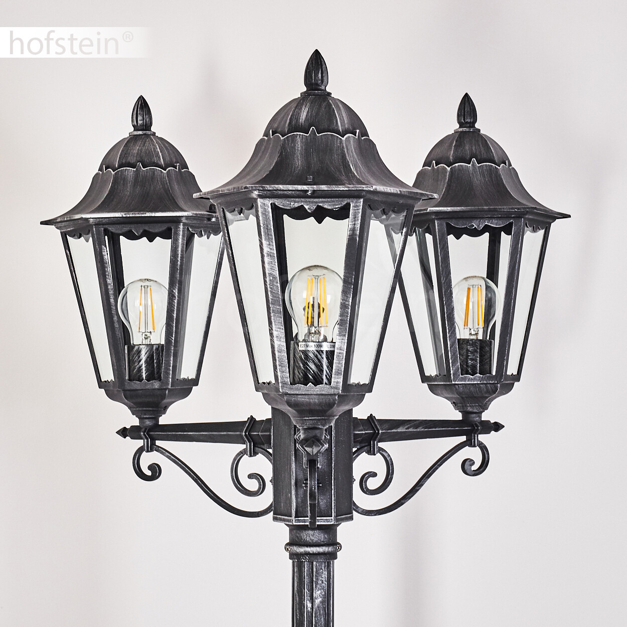 Lampada da terra candelabro esterno nera e argento foto 4