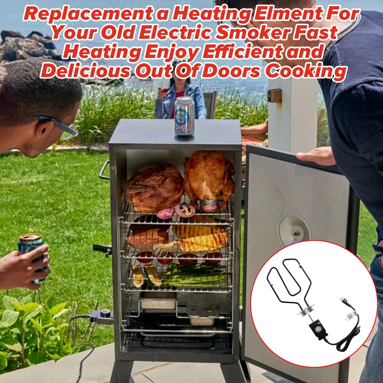 Upgrade Universal 1650W 15A Electric Smoker Heating Element Kits with Adjusta...