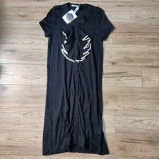 Viktor & Rolf X H&M Black Wool Blend Jersey Ruffle Button Tunic Tea Dress • 14
