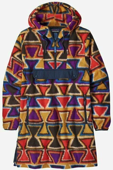 PATAGONIA Synchilla Cagoule Catalan Coral Aztec Blue Red Yellow Anorak Fleece M