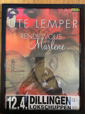 UTE LEMPER orig. Autogramm Plakat ''Rendevous with Marlene'', gerahmt