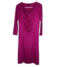 HUGO BOSS ITALY🇮🇹MADE LS Cowl Neck Lined Fitted Sheath Pink Dress SMALL