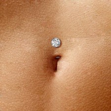 Titanium Threadless Floating Convex Base CZ Navel Belly Ring