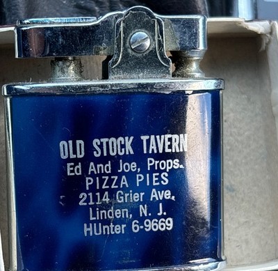 1960s advertisement, Cigarettes, ￼Lighter Old Stock Tavern Linden Nj