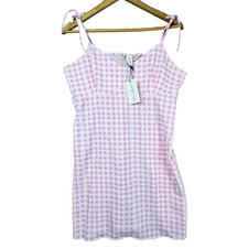 Sokie Collective Tie Strap Mini Dress Womens XL Pink Gingham Cottagecore Picnic