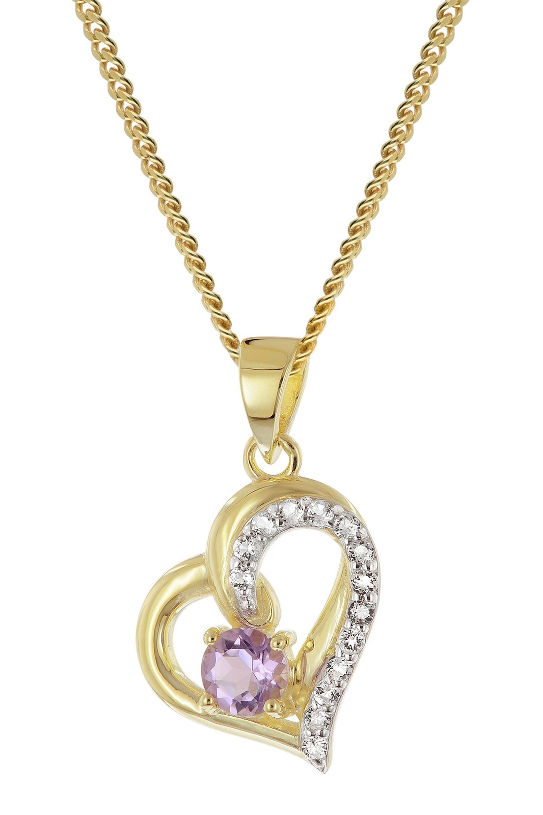 TRENDOR Schmuck Herz-Anhnger Gold 333 AmethystTopas an vergoldeter Silberkette 45190₽