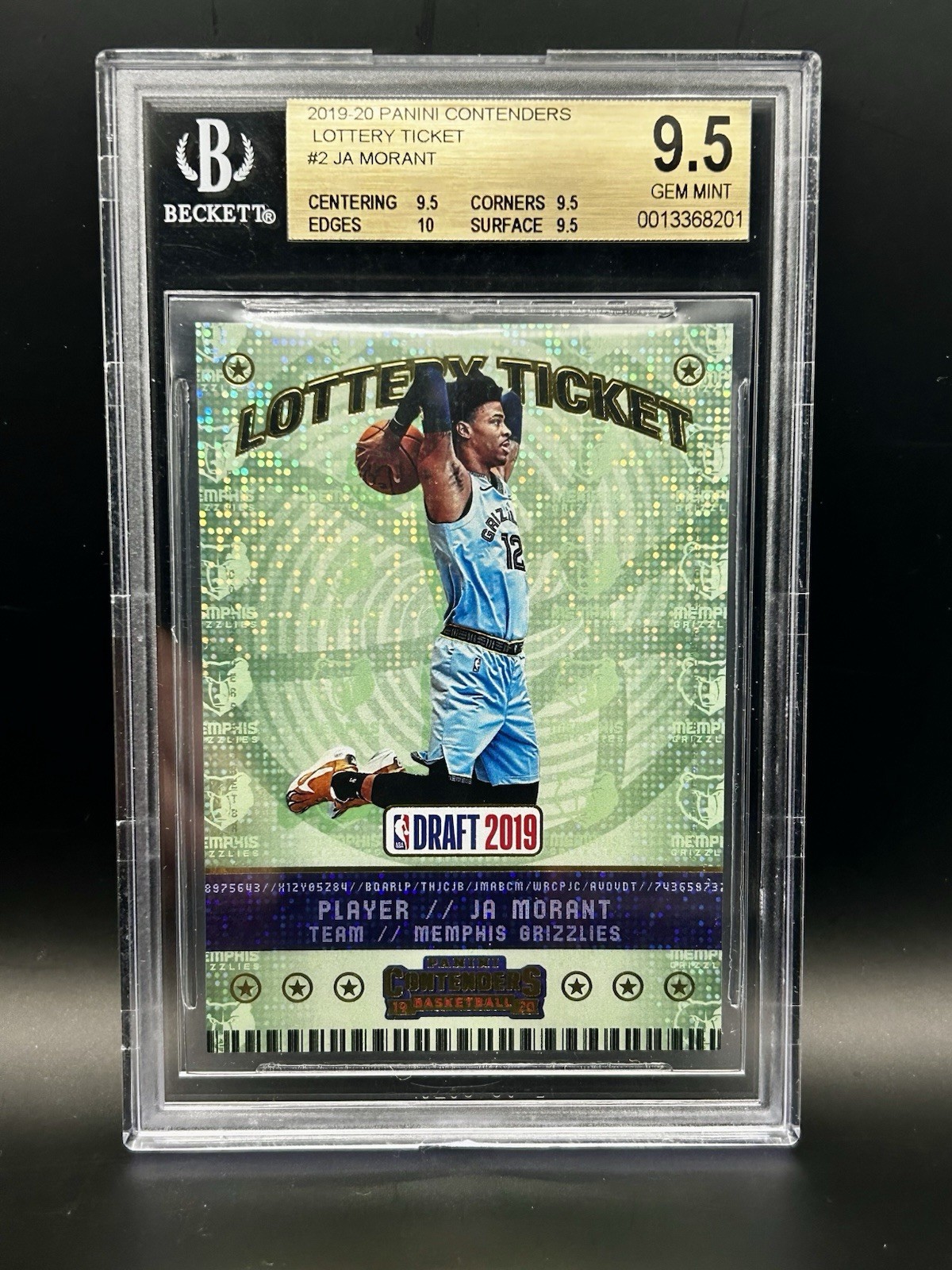 2019-20 Panini Contenders Lottery Ticket #2 JA MORANT RC BGS 9.5 Memphis Grizz